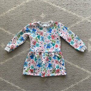 Boboli Gray Floral Sweatshirt Dress 2y